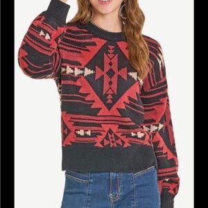 NEW Women’s Rock & Roll Black/Red Aztec Sweater